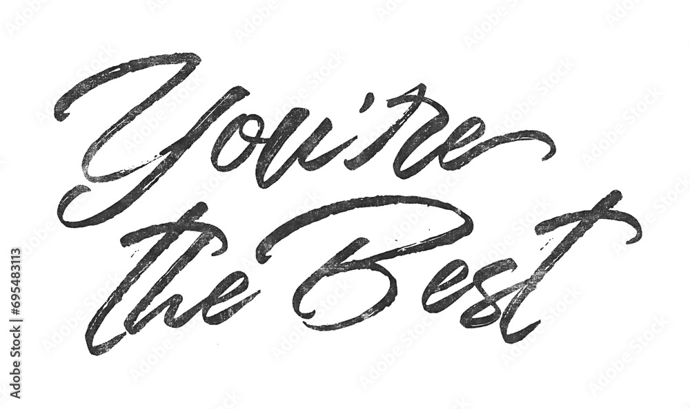 Poster you’re the best written in brush script font with marker ink effect isolated on transparent backgrou