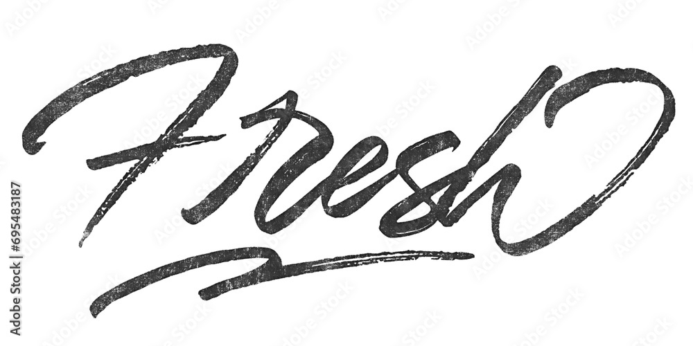 Poster word fresh written in brush script font with marker ink effect isolated on transparent background