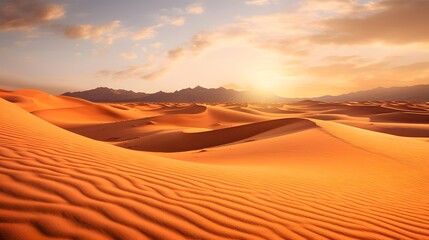 Fototapeta na wymiar Sand dunes in the desert at sunset. Panoramic view.