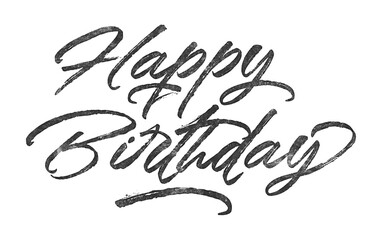 Happy Birthday written in brush script font with marker ink effect isolated on transparent background