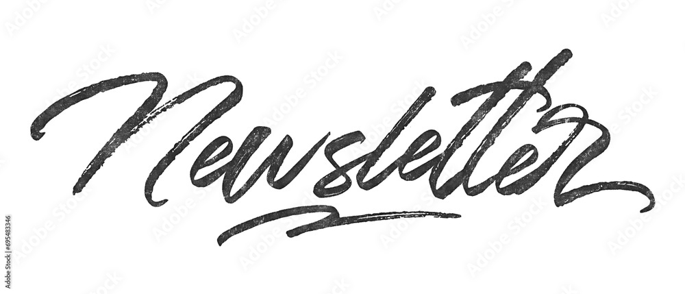 Poster word newsletter written in brush script font with marker ink effect isolated on transparent backgrou