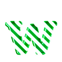 White symbol with thin green diagonal straps. letter w