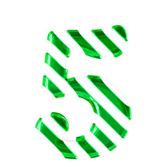 White symbol with thin green diagonal straps. number 5