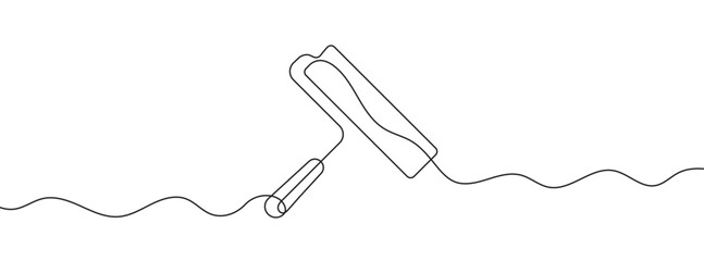 Continuous editable line drawing of paint roller. Paint roller icon in one line.