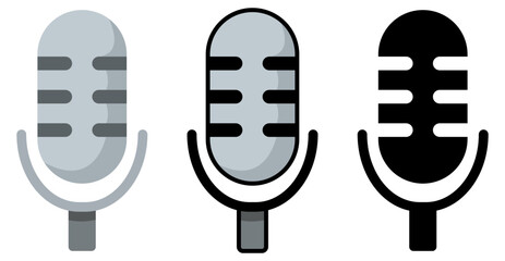 Isolated microphone icon with transparent background and editable stoke. Mic vector icon for talk, UI, business, website, mobile, development, voice, record, speech, sound, podcast, sing, talk - obrazy, fototapety, plakaty
