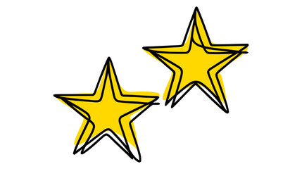 Obraz premium Hand draw doodle of two stars illustration in continuous line arts style vector