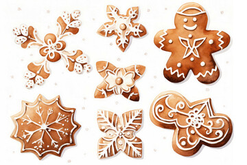 Fototapeta na wymiar Man food background festive decorated christmas sweet tradition winter holiday dessert icing gingerbread