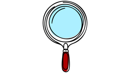 One continuous line illustration of magnifying glass. Continuous line drawing of magnifying glass lens.