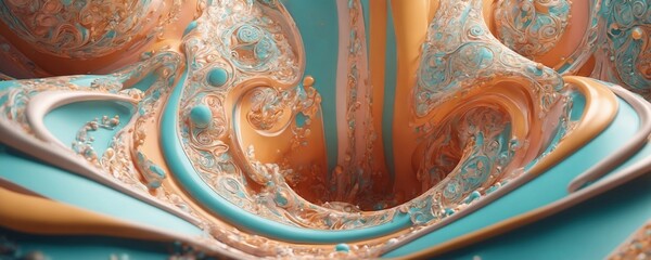 a close up of a blue and gold abstract design