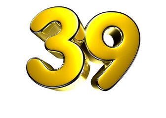 39 gold 3D illustration. Advertising signs. Product design. Product sales. Product code.