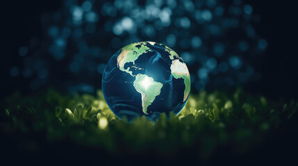 Obraz na płótnie Canvas Earth hour small earth with light inside