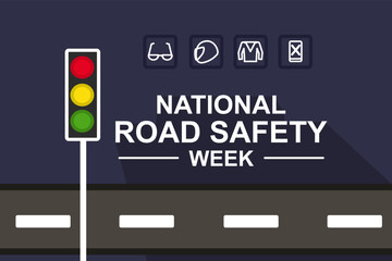 Creative Template Design for National Road Safety Week, 11 to 17 January Every Year. Editable Illustration.vector
