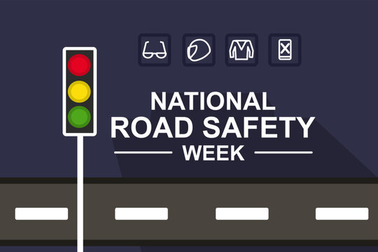 Creative Template Design for National Road Safety Week, 11 to 17 January Every Year. Editable Illustration.vector