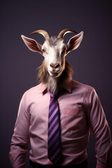 Goat wearing human clothes, office worker