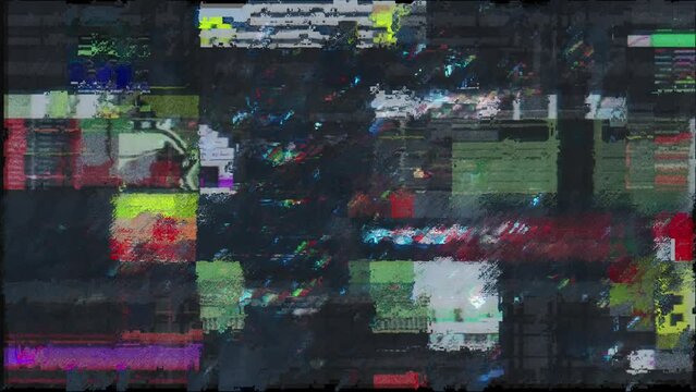 Glitch effect. Digital pixel noise. Seamless loop animation