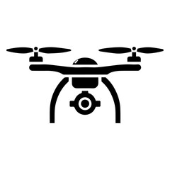 Minimal Quadcopter icon vector silhouette, white background, fill with black 