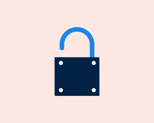 open lock . Vector illustration in flat style design.	