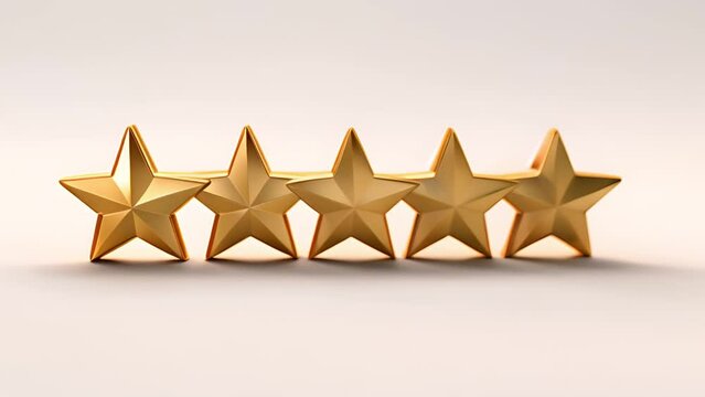 5 star rating or review in survey, poll, questionnaire or customer satisfaction research. Happy business man giving positive feedback with abstract five stars. Service recommendation. five golden star