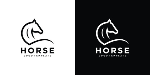 Simple Horse Logo. Horseback Logo Design Icon Symbol Template - obrazy, fototapety, plakaty