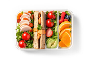 healthy lunch box isolated on transparent background, png file