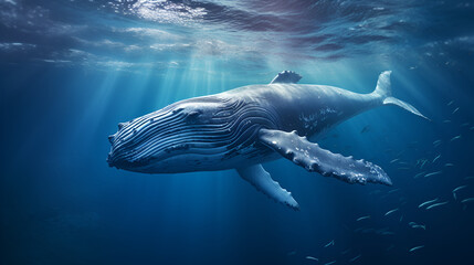 Naklejka premium blue whale in the ocean