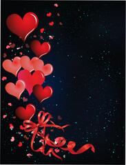   composition with red hearts for valentine's day