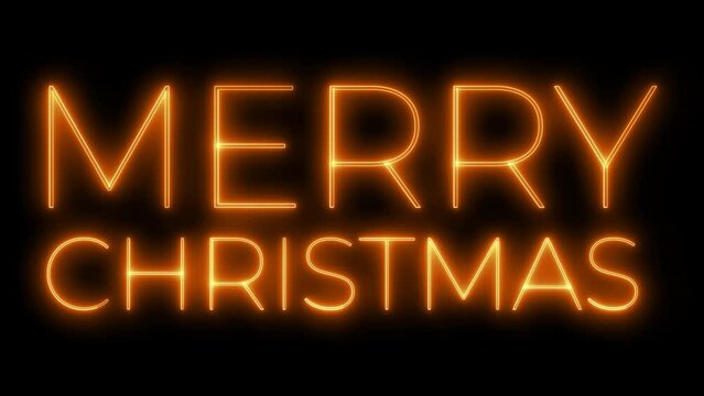 Neon light animation Merry Christmas text effect for title