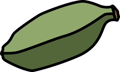 Cardamom pod with seeds, spices - vector full color picture. Cardamom aromatic spice for cooking silhouette for icon or sign.