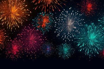 Colorful fireworks on dark sky background for Happy New Year and Merry Christmas