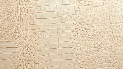 Zelfklevend Fotobehang Cream crocodile leather texture. © Hanna