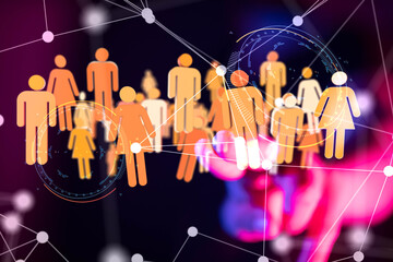 Abstract technology group and data 3d