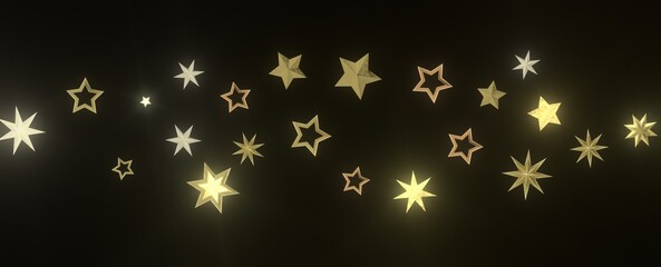 Holiday golden decoration, glitter frame isolated -