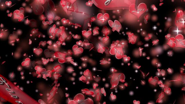 Lover hearts in motion, Passion love concept. Red hearts falling on Black background, lover hearts in motion, passion love concept, 4K, valentine day, love marriage concept, I love you, Romantic backg