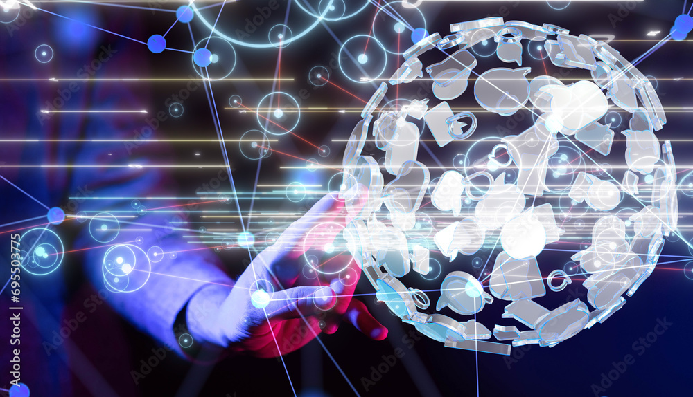 Poster conference digital network and data concept 3d