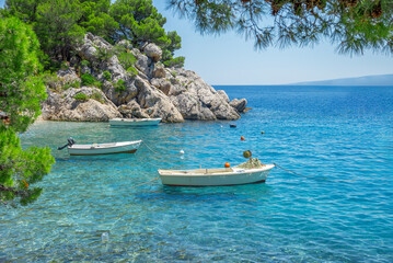 Magnificent beach in Brela on Makarska Riviera. Croatia.