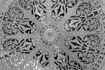 Close-up of seat of wrought iron vintage chair.