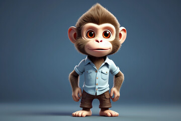 animated monkey wearing a shirt character design