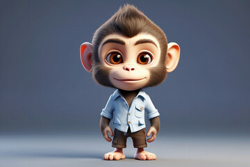 animated monkey wearing a shirt character design