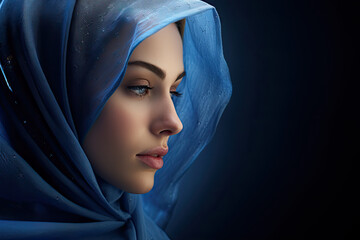 Naklejka premium A woman in a blue hijab
