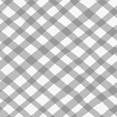 Vector seamless repeat pattern with gray bias diagonal gingham check plaid. Cottagecore, farmers market, countryside background, Christmas projects. - obrazy, fototapety, plakaty