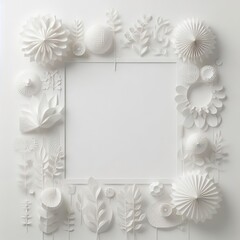 Frame border wall decoration paper cut white color concept minimal style