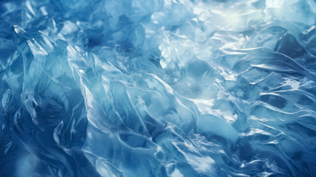 Ice crystals on the water surface. Macro shot with shallow depth of field. Blue toned. Macro shot with shallow depth of field. 