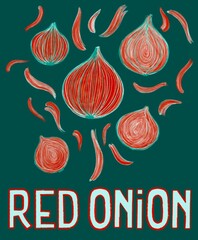 Red onion, a vegetable. One of the most important ingredients of the mediterranean recipes