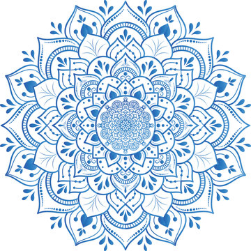 mandala Luxury blue Ornamental Background Vector Design decorative for tattoo, Islamic Pattern, Ornament, Art, henna, Indian Pattern.