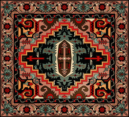 persian floral oriental traditional carpet floor mat carpet pattern background vector easy color change