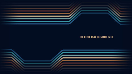 Vector retro background with minimalist colorful vintage line