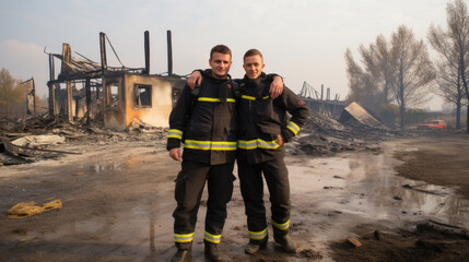 Grotesque picture of firefighters making selfies instead of putting out fire