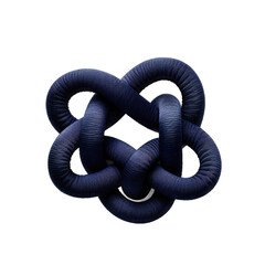 Double fishermans knot in navy blue silk isolated on transparent background