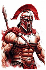  Muscular  Spartan warriors red color