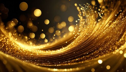 abstract luxury swirling gold background with gold particle christmas golden light shine particles bokeh on dark background
